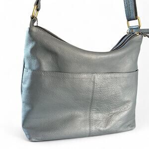 Great American Leather Works Muted Blue Lester Shoulder Bag With Zip Pockets